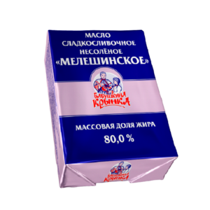 Масло сладкосливочное несоленое “Мелешинское”, жирность – 80 %