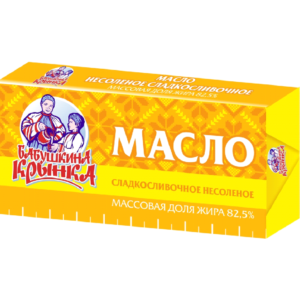 Масло сладкосливочное несоленое, жирность – 82,5 %